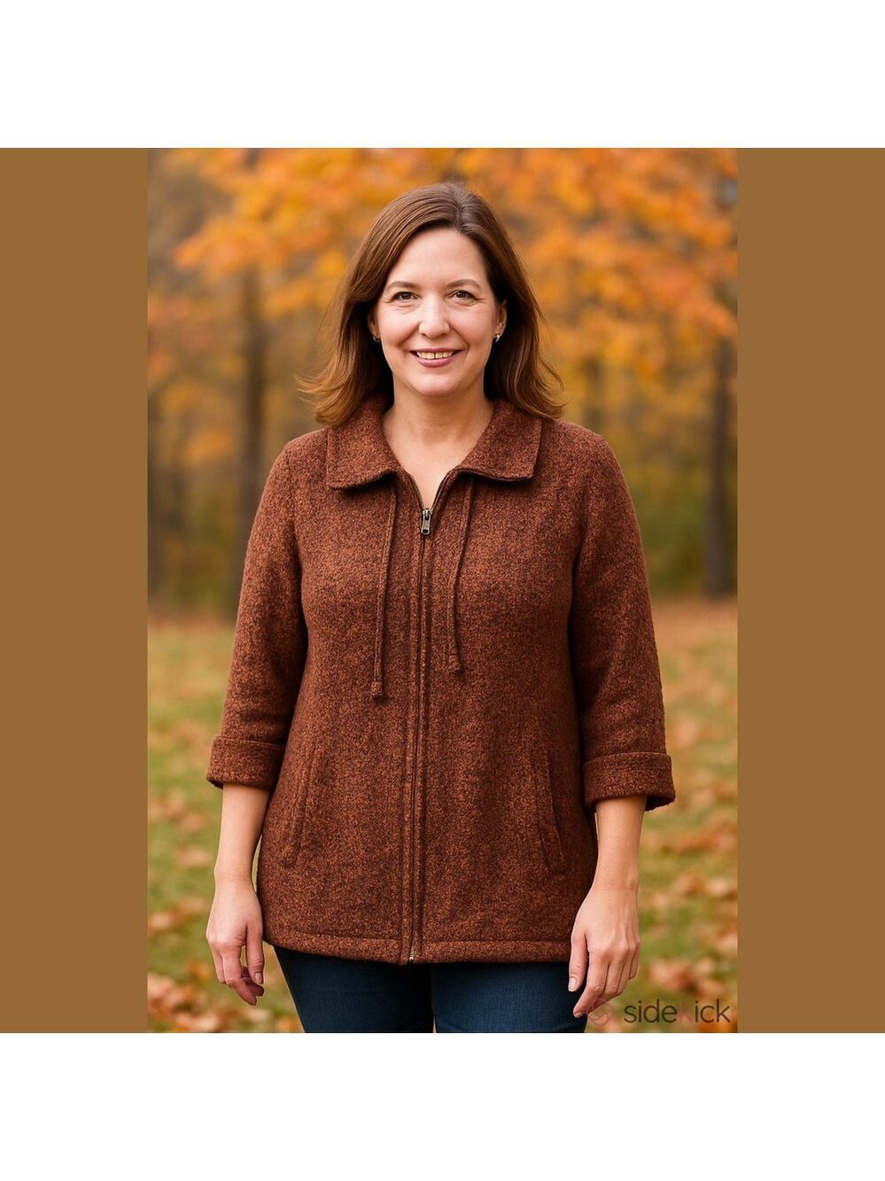 J Jill Utopia Cardigan Sweater Mixed Texture Women's Large Rust Brown